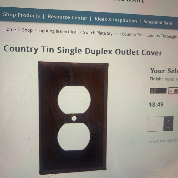 Wall plate. House of antique hardware -country tin new 6 available - Picture 1 of 1